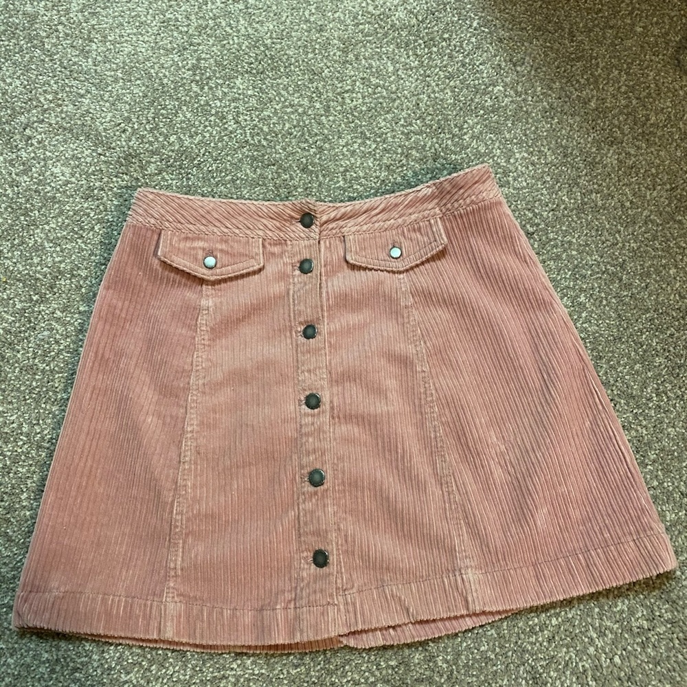 Pink corduroy mini skirt